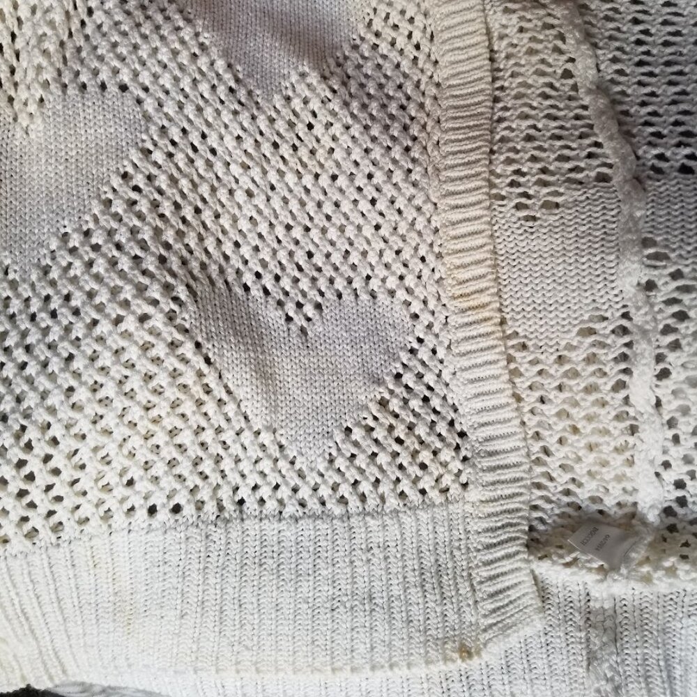 Aeropostale Women's Cardigan X-Small Cream Sweater Heart Fall Winter Open Knit - Picture 5 of 6
